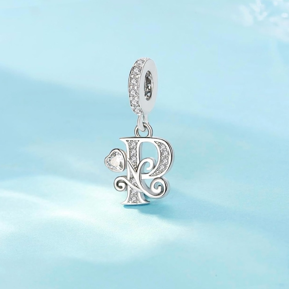 Silver Letter Charm Fit for Pandora Charms Bracelet Alphabet Initial Dangle